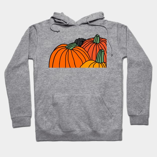 Cute Dog and Three Pumpkins Ready for Halloween Hoodie by ellenhenryart